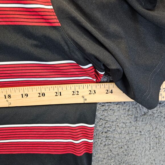 Peble Beach Polo Shirt Mens Size Large Black Red Striped Short Sleeve - Picture 3 of 8
